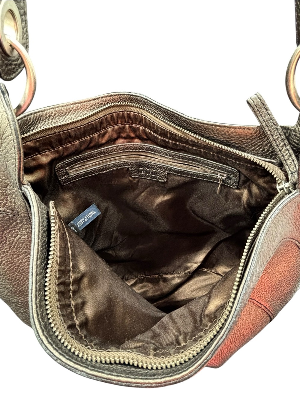 Banana Republic Bronze Metallic Pebbled Leather Hobo Shoulder Bag - Picture 12 of 13